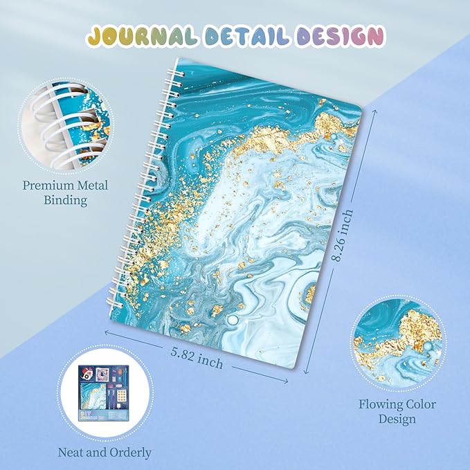 PERRYHOME DIY Journal Kit for Girls Ages 8-14, DIY Girl Journal Set for Teenage Girls Scrapbook & Diary Kits, Journaling Art Crafts Kit Teen 8 9 10 11 12 13 14 Year Old Girl Birthday Gifts - Blue