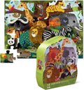 Crocodile Creek 36-Piece Jigsaw Floor Puzzle - Fun Floor Puzzles for Kids Ages 3-5 - Heavy-Duty Shaped Box for Storage - Jungle Friends - 27" W x 20" H Finished