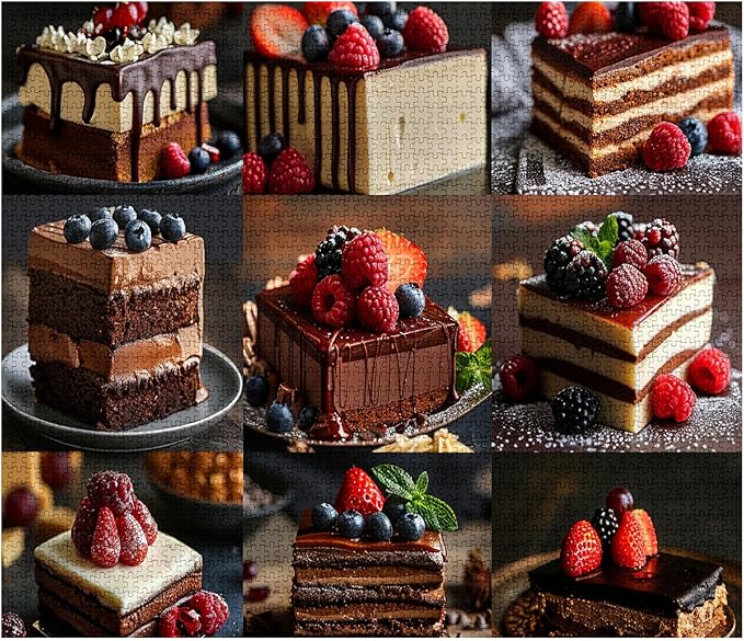 Tucocoo Collage of Decadent Desserts Jigsaw Puzzles for Adults 1000 Pieces, Fruits Cakes Food Art Jigsaw Puzzle Colorful DIY Puzzles for Home Decoration Gifts, Family Puzzle Perfect for Game Nights