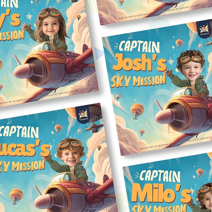 ELFINK Personalized Children Story Books - Captain's Sky Mission - Customized Name & Photo - Baby Gifts - Children Bedtime Story (Soft Cover)