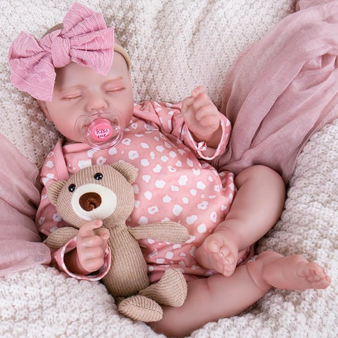 Aori Realistic Reborn Baby Doll - 20" Lifelike Newborn Girl with Weighted Cloth Body, Packed with Bottle, Pacifier & Outfit Set for Kids & Collectors