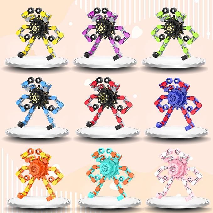 Transformable Fidget Spinners,Funny Stress Relief Sensory Fidget Toys,Deformable Chain DIY Robot Fingertip Gyros Toys Birthday Party Favors Easter Basket Stocking Stuffers for Kids and Adults (36PC)