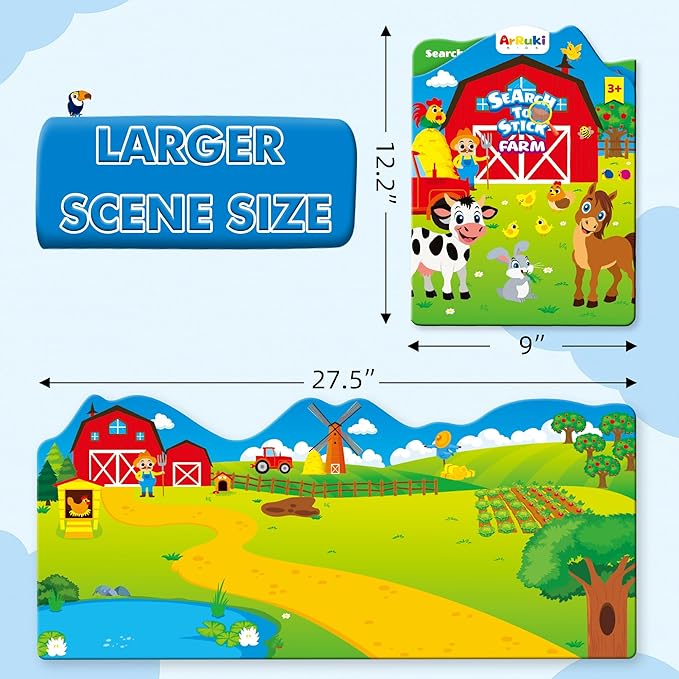 Reusable Jelly Sticker Books for Toddlers, 3D Waterproof Sticker Books, Travel Toys Activity Crafts Gifts for Kids, Farm Animals, Ocean Wrold