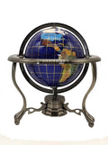 Unique Art 10-Inch Tall Table Top Blue Crystallite Ocean Gemstone World Globe with Silver Tripod Stand (BLUE CRYSTALLITE)
