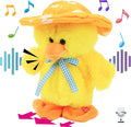 Hopearl Talking Singing Duck Toy Repeats What You Say Walking Duckling Electric Interactive Animated Toy Speaking Plush Buddy Gifts for Toddlers, Yellow, 8''