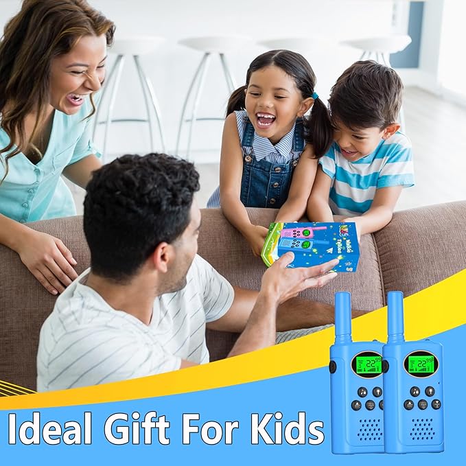 Walkie Talkies for Kids 2 Pack, Toys for Ages 4-13 Year Old Boys Girls with Flashlight LCD Screen, Long Range 22 Channels 2 Way Radio Indoor Outdoor Adventure Easter Xmas Birthday Gifts (Blue)