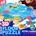3D Ocean Floor Puzzles for Kids – Extra-Large 48 Piece Floor Puzzle for Kids Ages 3-5 & 4-6 | Jumbo Floor Puzzle with 7 Stand-Up Sea Animals, Big 5" Pieces | Educational Toddler Floors Puzzle Gift