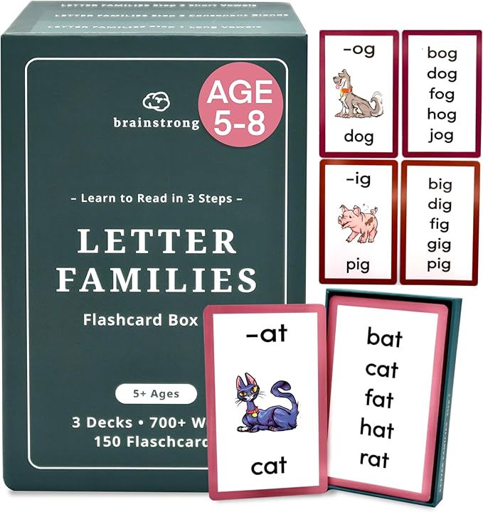 750 Phonics Words | Learn to Read Kindergarten 1st Grade | Reading Mastery for Ages 5-8 | Short/Long Vowels & Consonant Blends | Brainstrong Premium 3 Box Set | 150 Flashcards