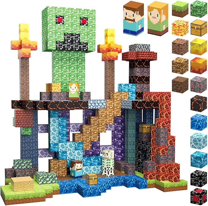160 PCS Magnetic Blocks Building Toys, Build 3D Magnetic Building Blocks Set for Kids Ages 3+, Magnet Blocks STEM Sensory Educational Christmas Birthday Gifts Construction Toys