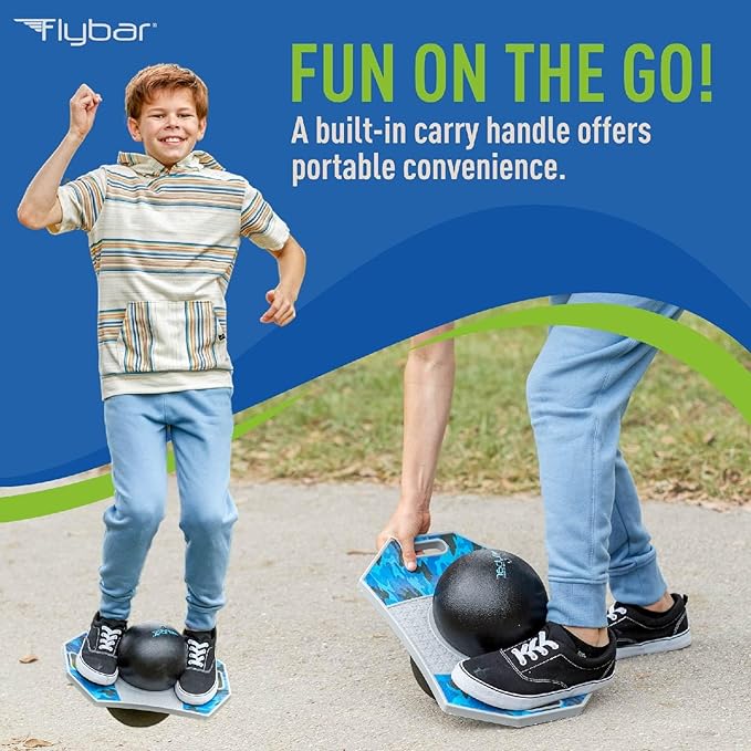 Flybar Pogo Trick Ball for Kids – Balance Bounce Board with Anti-Slip Deck – Pump Included - Indoor & Outdoor Toys for Boys and Girls Fun Way to Reduce Screen Time Supports up to 160 lbs – Ages 6+