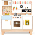 PairPear Wooden Play Kitchen for Kids, Pretend Play Toy Kitchen Set Coffee Maker, Ice Maker & Toy Food Accessories, Toddler Play Kitchen Gift for 3 Yeard and Up