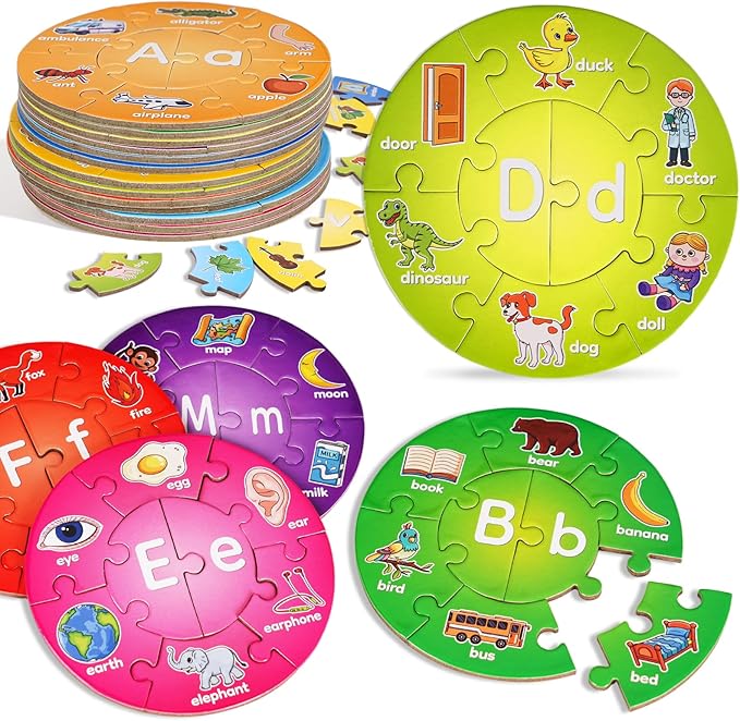Alphabet Puzzle, ABC Alphabet Learning Toys for Kids Ages 3-5, Pre-k Lowercase Uppercase Letter Game for Toddlers, Kindergarten Classroom Must Haves Educational Preschool Learning Activities