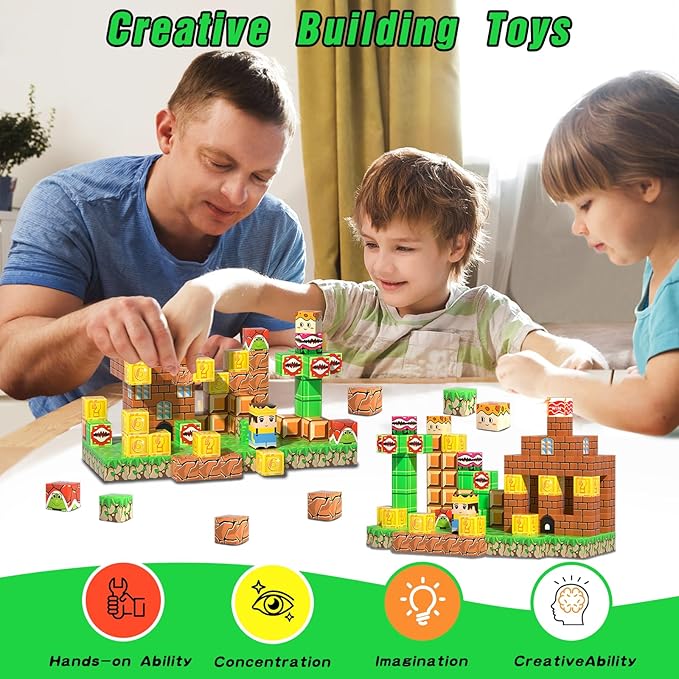 150PCS Magnetic Blocks STEM Toys for Kids, Magnetic Building Tiles Educational Construction Set with Storage Bag, Strong Magnets, Compatible with Major Brands, Gift for Ages 3 4 5 6 7 8+ Year Old