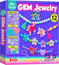 KRAFUN Jewelry Kit Unicorn & Princess Craft Set for Kids 5+ Years, 12 DIY Gem Bracelets & Charms, Unicorn & Princess Theme, Stickers, Instructions, Creative Kit
