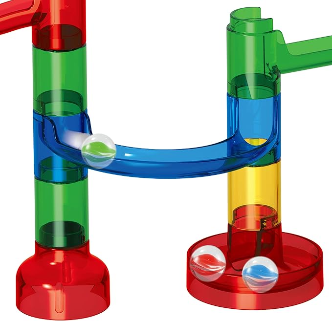 JOYIN 150Pcs Glowing Marble Run- Construction Building Blocks Toys with 5 Glow in The Dark Glass Marbles, STEM Educational Building Block Toy, Gift for Christmas