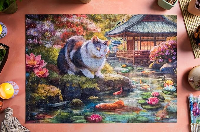 The Koi and The Kitty Encounter | Traditions by Mosaic Puzzles - 1000 Piece Puzzle