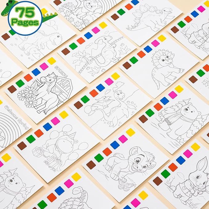 Rotu Party Favors for Kids 4-8, 15 Pack Goodie Bags Stuffers for Kids Paint with Water Coloring Books for Ages 8-12 Watercolor Painting Set Birthday Gifts Classroom Prizes, 106Pcs