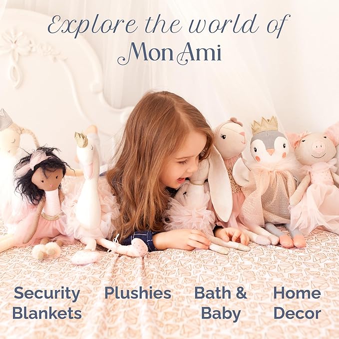 MON AMI Princess Violette Designer Doll – 22”, Soft & Elegant Stuffed Plush Princess Doll, Use as Toy or Room Decor