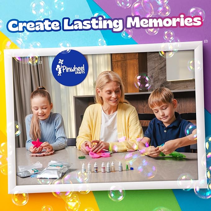 Pinwheel Crafts DIY Soap Making Kit for Kids Ages 5 6 7 8-12+ with Molds, Scents, Dye, Glitter, Foaming Net – Dinosaur Soap Making Kits for Adults Beginners Great for Science Projects and Crafts