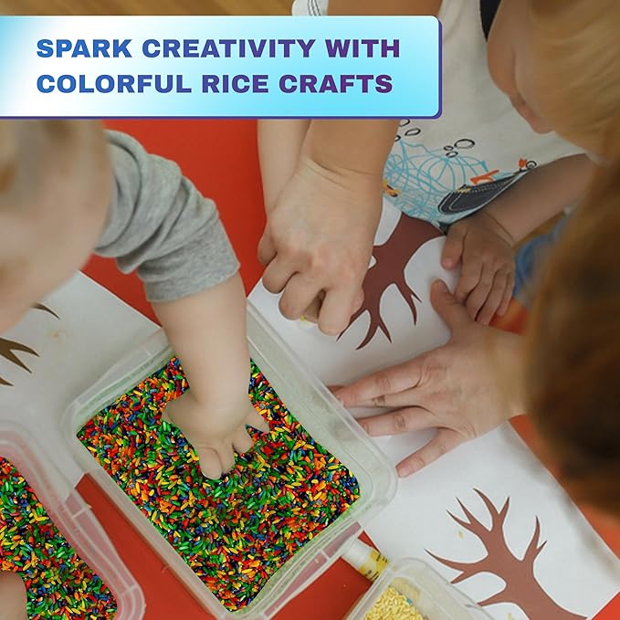 Colored Rice in Vibrant Colors, Sensory Bin Filler, Rainbow Rice for Art & Craft, Creative Learning & Color Perception, Non-Toxic, Safe for Kids & Pets, Made in The USA (2lbs) (Mix-2)