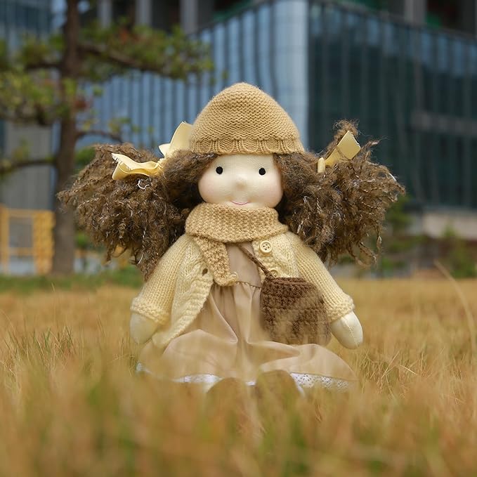 BlissfulPixie Waldorf Doll - Handmade Plush Collectors Doll for Kids Birthday Present, 12" Dotty