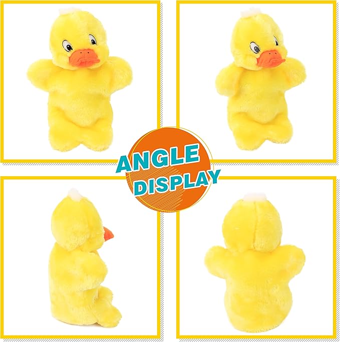 Easfan Duck Hand Puppet Plush Interactive Animal Toy for Role Play Storytelling Preschool Teaching Christmas Birthday Gifts for Kids Boys Girls Yellow, 11''