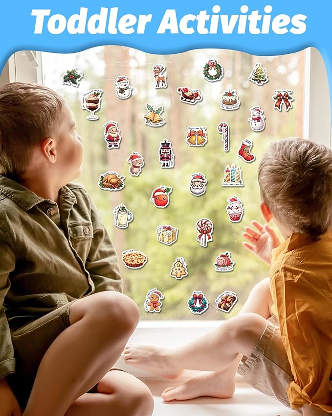 Reusable Sticker Book for Toddlers 2-4 Years, Stickers for Kids, Toddler Craft Activities, Toddler Travel Toys Ages 2+ Boy Girl Birthday Gifts - Christmas