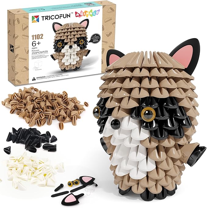 Animals 3D Soft Building Blocks - Cute Animal Kit, Pressure-Relief, STEM Educational Toys, Enhance Hands-On Skills Interlocking Building Blocks (1102-RACOON)