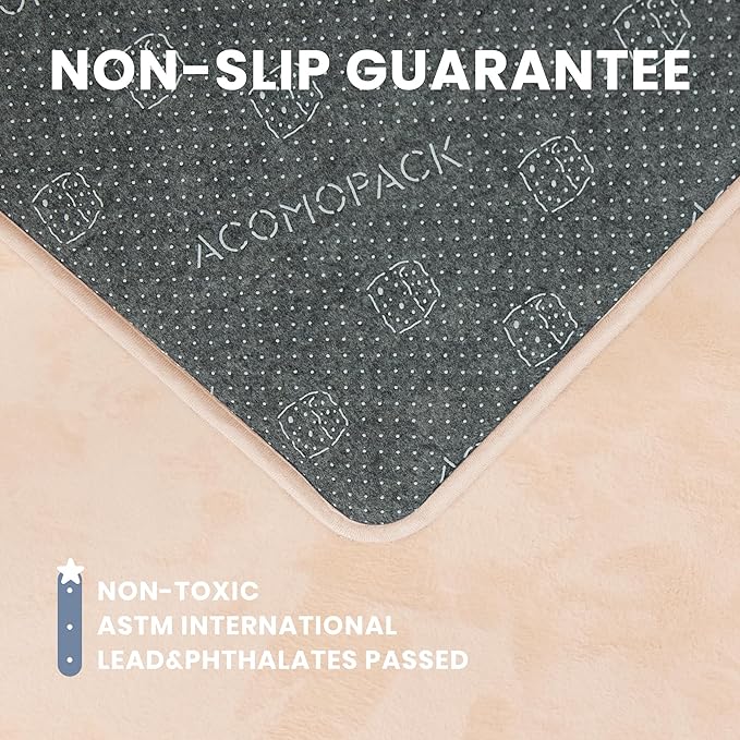 ACOMOPACK 1.3" Thick Baby Play Mat for Floor 50x50"-Memory Foam Water-Repellent Playpen Mat for Tummy Time,Non-Slip Soft Velvet Nursery Rug for Kids,Toddlers,Infants Crawling（Blush）