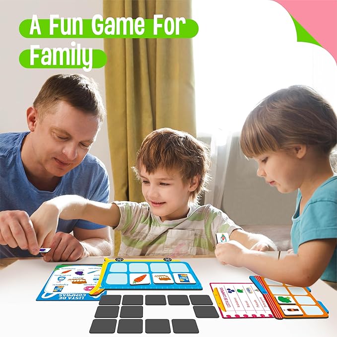 Magnetic Shopping List Game, Funny Spanish Groceries Matching Memory Game, Race to Collect Your Items Educational Toy for Boys & Girls at Home