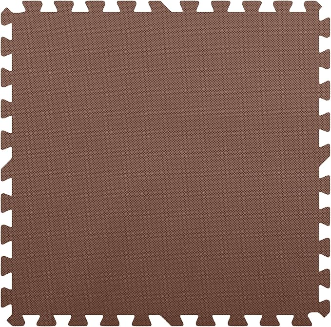 Flooring Inc's 1/2" Soft Non-Toxic Baby Play Mat, Toddler Playmat, Colorful Puzzle PlayMat, Floor Mats for Kids & Babies, EVA Foam Interlocking Tiles for Nursery & Playroom | Brown, 50 Tiles, 200 SqFt