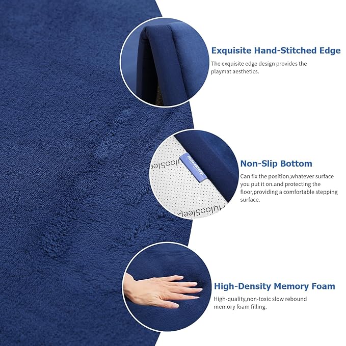 Baby Play Mat for Floor,1.3" Thick Memory foam Tummy Time Mat,Soft Coral Velvet Nursery Rug,Extra Large Non Slip Crawling Mats for Toddlers,Infants,kids,Yoga,Tatami Style for Living Room(Royal Blue)