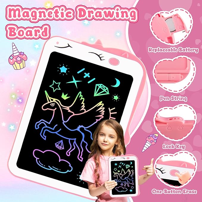 LCD Writing Tablet for Kids, Unicorn Girl Toys, Toddlers Toys Drawing Board, Educational Doodle Pad Kid Toys for 2 3 4 5 6 7 8 Year Old Girls Boys Easter Birthday Party Xmas Gift, 8.5inch