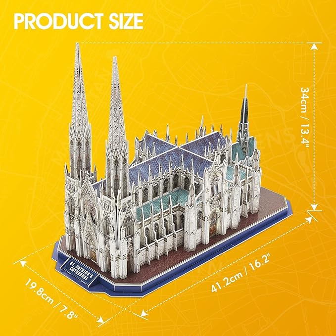 CubicFun 3D Puzzles for Adults St. Patrick's Cathedral Model Kits, New York Architecture Puzzles for Adults Building Toys for Kids Ages 10+, 117 Pieces with Booklet Easter Gifts Valentine's Day Gift
