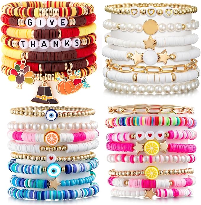 2880pcs Polymer Clay Beads Bracelet Making kit,Cute Fun Beads Sport Ball Fruit Flower Animal Cake Butterfly Heart Beads Charms for Jewelry Necklace Earring Making DIY Accessories for Children Girls