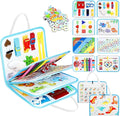 Esjay Toddler Busy Board Montessori Toys for Boys Girls, Sensory Board Educational Activities for Learning Fine Motor Skills, Birthday Gifts for Toddlers, Travel Toys for Airplane Car, White Dinosaur
