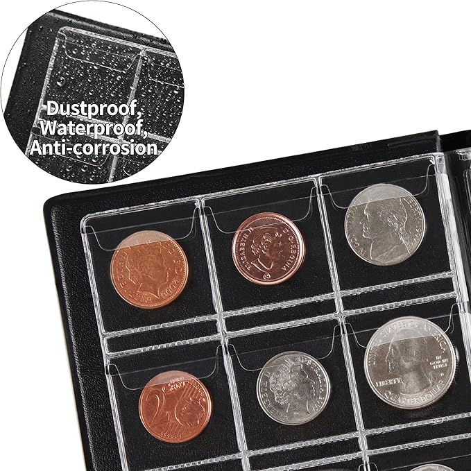 OSOPOLA Coin Storage Album - 120 Pockets Coin Collecting Holder for Collectors Black CS3912