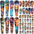 48 Sheets Full Arm Temporary Tattoos for Adults - Waterproof Tropical Summer Beach Party Fake Tattoo Stickers - Hawaiian Floral Palm Sunset Designs for Women Men