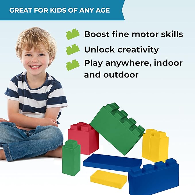 EverBlock 12' x 6' Full Size Plastic Modular Bulk Pack | Giant Building Blocks | Easy to Connect & Reuse | Indoor & Outdoor Use | Build Displays & Structures | Blue