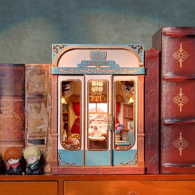 Tonecheer DIY Book Nook Kit for Adults, Miniature Infinity Train Cabin European Vintage Carriage Model, Wooden 3D Puzzle Dollhouse Booknook Decorative Bookend Gifts (European Travels)