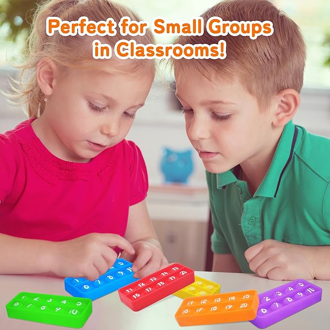1-20 Ten Frame Popper, 12Pack Fidgets for Classroom, Quiet Sensory Toys Bubble Poppers, Pop for Counting Math, Focus Tools for Kids, Montessori Educational Toy Gift for Kindergarten