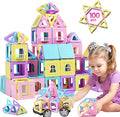TOKBLOK Magnetic Tiles Toys for 3 4 5 6+ Year Old Girls Boys 100Pcs Macaron Magnet Building Blocks Set for Toddler STEM Educational Toys for Kids Birthday Gifts (Castle & Car Set)