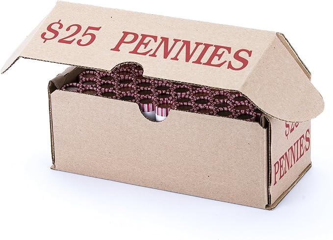 Penny Storage Box Red Holds 50 Wrapped Coin Rolls, 50 Boxes