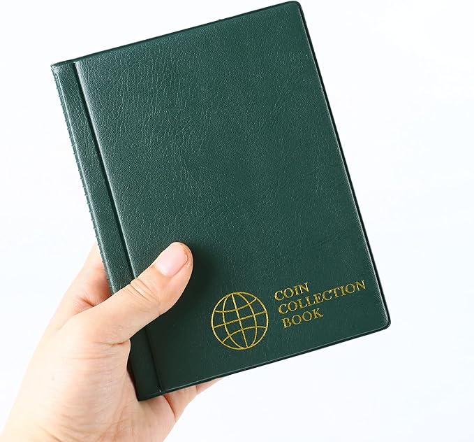 Collection Album 120 Pockets - 3x3cm/1.2x1.2 Inch Coin Holder Book Storage for Money Penny Collectors Green CS0112GR