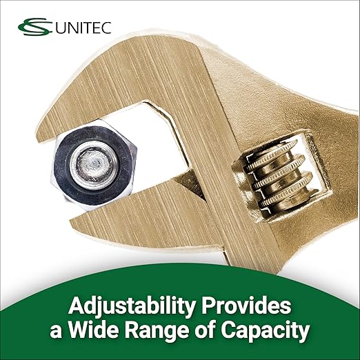 CS Unitec | Non-Sparking Wrench | Adjustable End | 8 in. | Max Socket 15/16 in. | TUV Certified | Aluminum Bronze | Non-Magnetic | Corrosion Resistant | EX501-8A