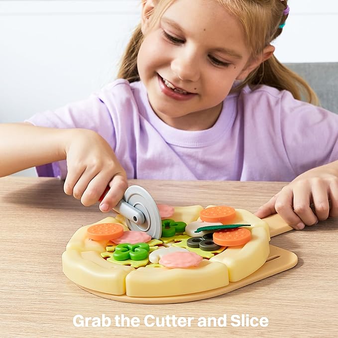 Play Kitchen Food Toy - Pretend and Play Toddler Toys - 78 PCS Pizza Oven with Pretend Smoke, Light & Sound and Color-Changing Toppings - Birthday Gift for Boys Girls