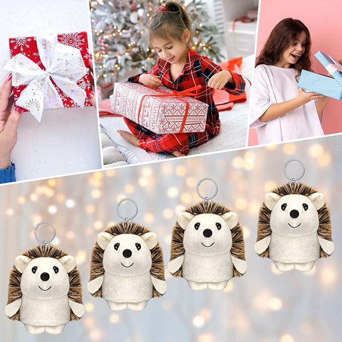 Zubebe Mini Hedgehog Toy Bulk Halloween School Gifts Plush Operation Christmas Stuffed Animal 4 Inch Small Party Favor Decoration DIY Keychain Kid Children Classroom for Baby Shower Birthday(36 Pcs)