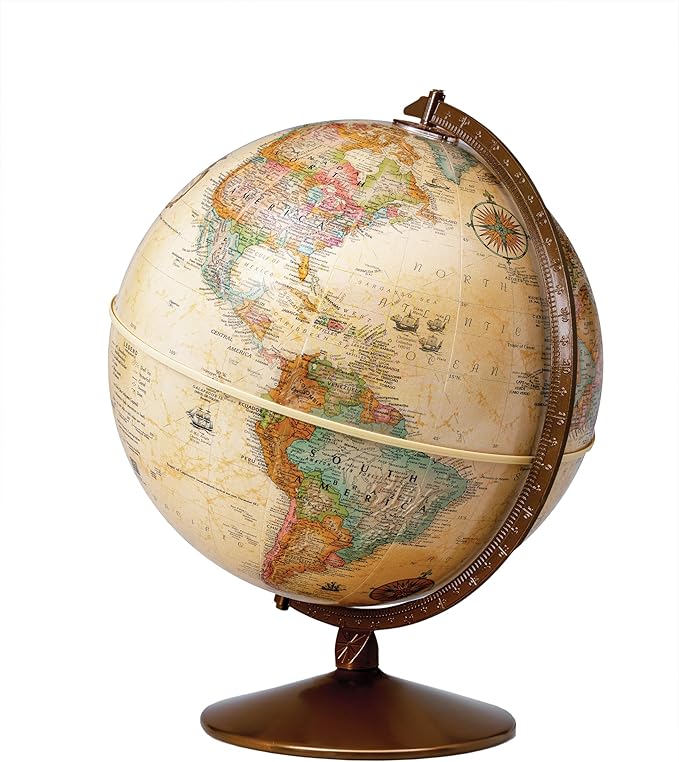 Replogle Globes Franklin World Globe, Antique Ocean, 12-Inch Diameter, Raised Relief (3-Dimensional Relief of Major Mountain Ranges). This Easy to assemble globe features over 4000 place names including political borders and provincial borders, shippin...