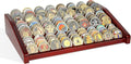 Challenge Coin Holder Display Case - 3 Tiers Solid Wood Military Coin Rack for 80-100 Coins, Army Coin Stand for Desk Display, Mahogany