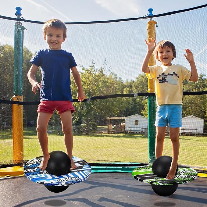 Junkin 2 Pcs Pogo Ball Trick Board Toy Balance Board Pogo Balance Bounce Ball with Pump and Strong Grip Deck for Fun Challenge Fidget Indoor,Outdoor Toys